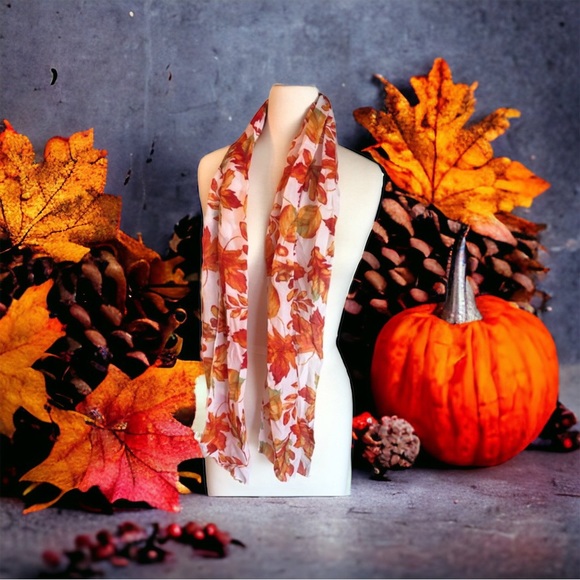 Accessories - Lightweight Fall Autumn Leaf Scarf